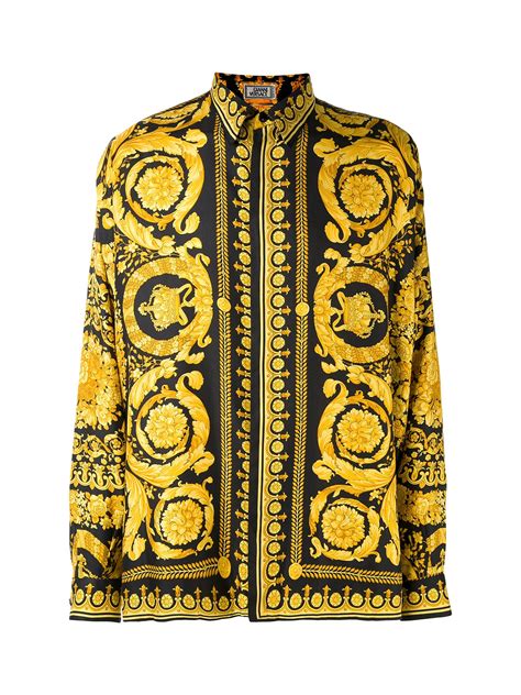 versace t shirt gold and black|versace silk shirt.